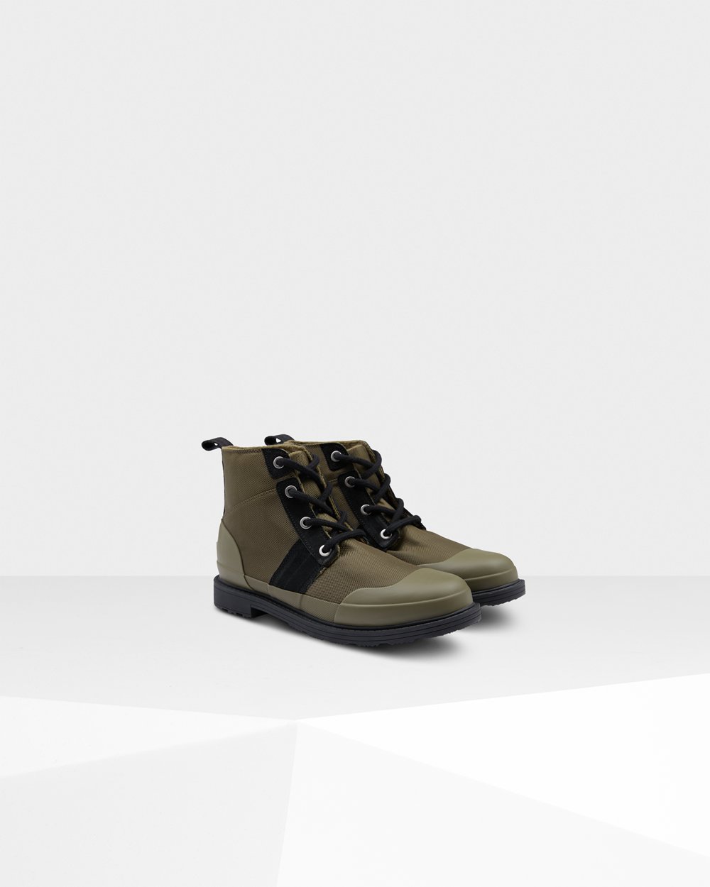 Mens Ankle Boots - Hunter Original Insulated Ankle (68JRISXGH) - Black/Olive
